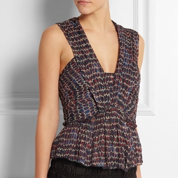 Isabel Marant Tops - ISABEL Marant Silk Chiffon Top Moody Blouse Midnight Blue sleeveless XL 44